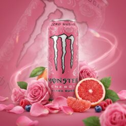 Безалкогольный газированный энергетический напиток Monster Energu Ultra Rosa 500мл. Без сахара.